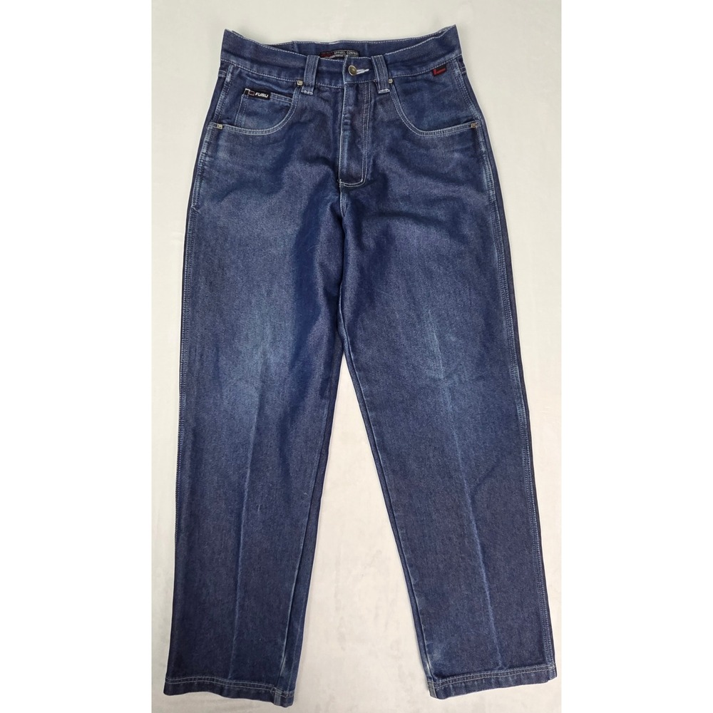 FUBU Jeans Mens 32x34 Blue Baggy Denim Wide Leg Y2K Hip Hop Carpenter Vintage
